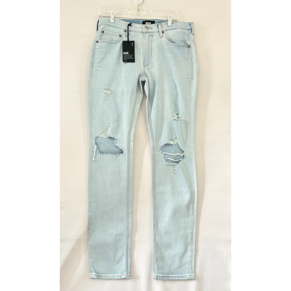 PAIGE Lennox Slim Fit Distressed Light Wash Jeans Size 32 NWT